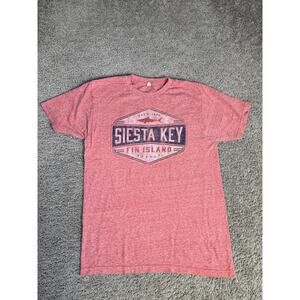 Vintage Siesta Key Shirt Mens S Red Graphic Crew Neck Lightweight Cotton Optima